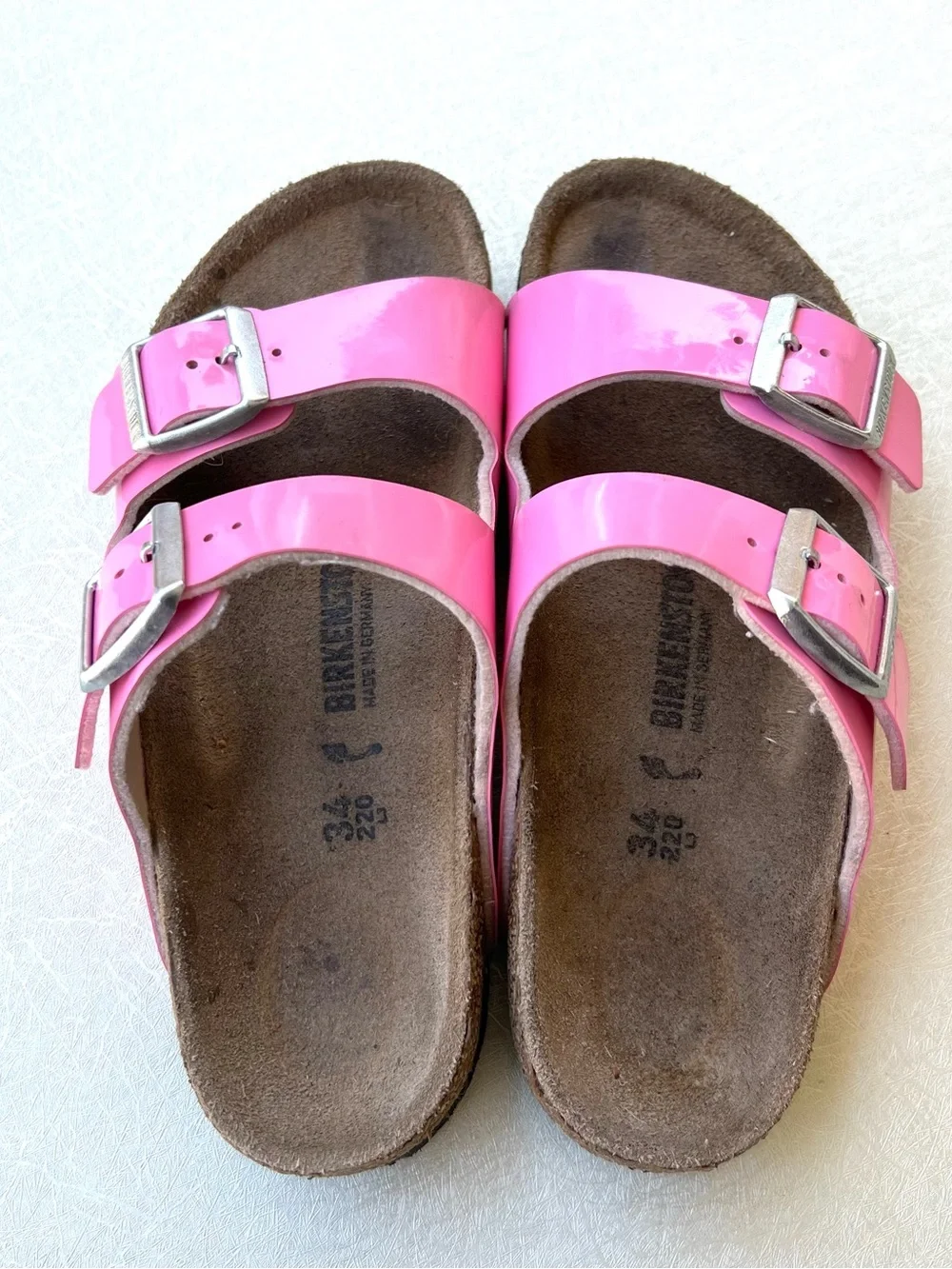 Birkenstock Pink Patent Leather Two-Strap Sandals kids Size 34